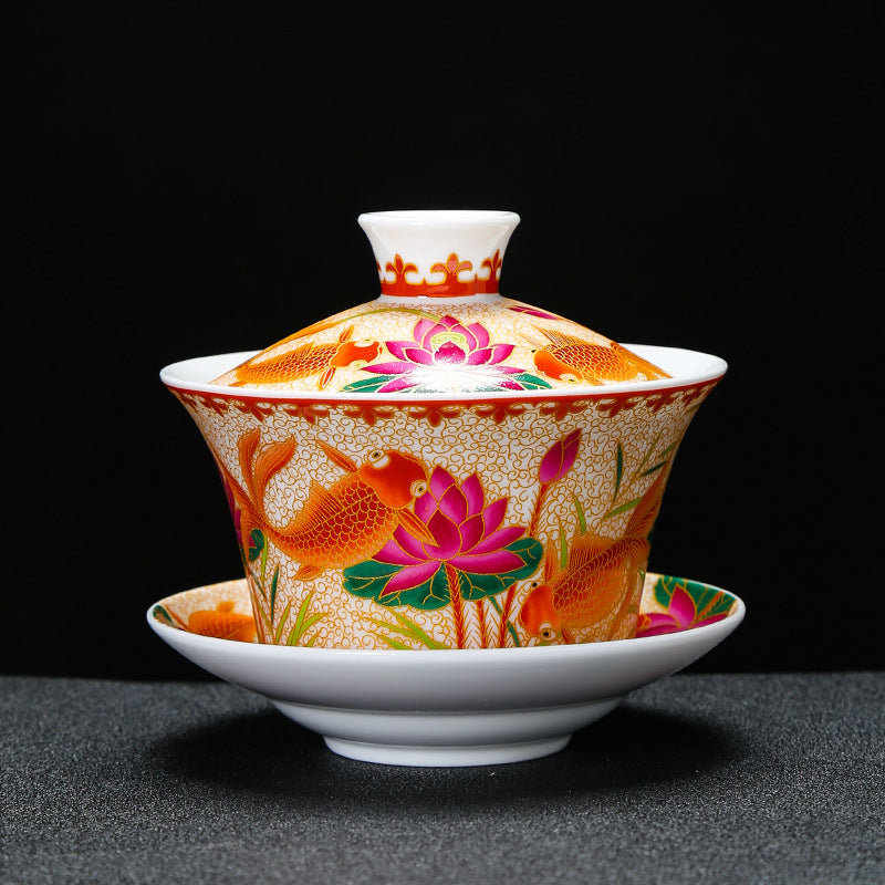 Dragon & Phoenix Enamel Sancai Gaiwan - 180ml