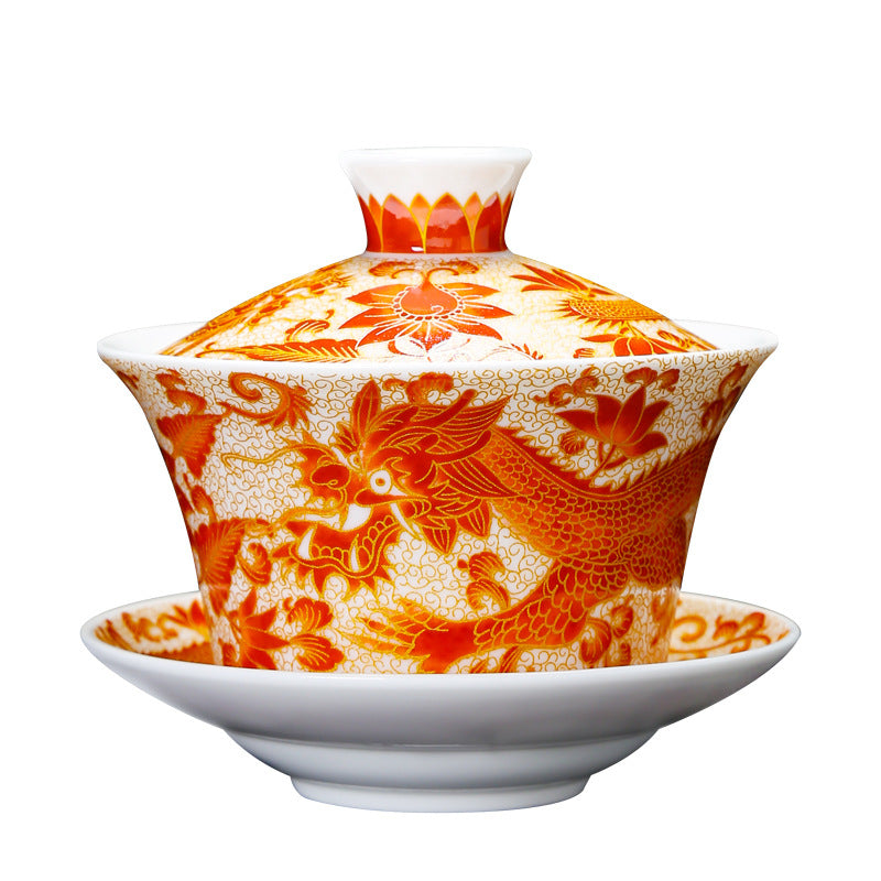 Dragon & Phoenix Enamel Sancai Gaiwan - 180ml