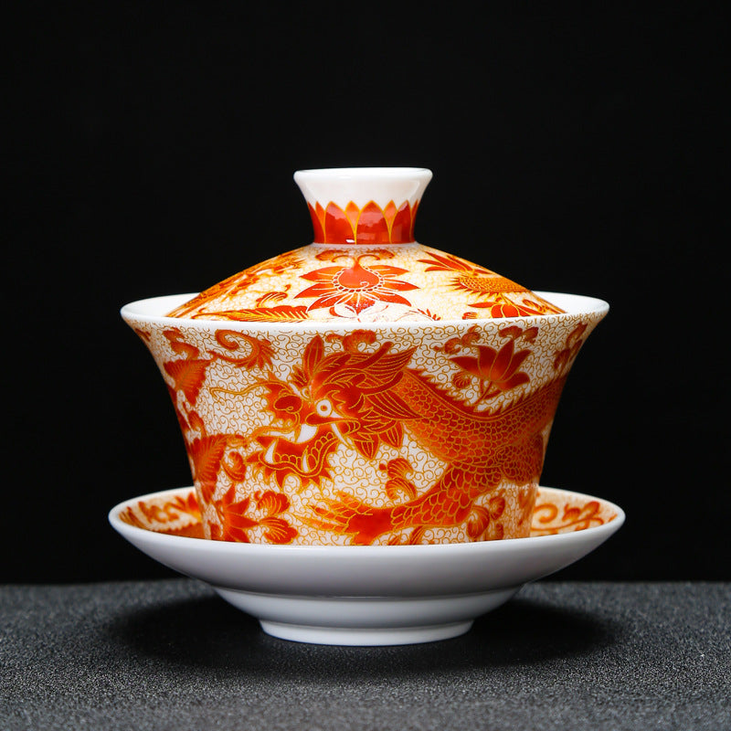 Dragon & Phoenix Enamel Sancai Gaiwan - 180ml