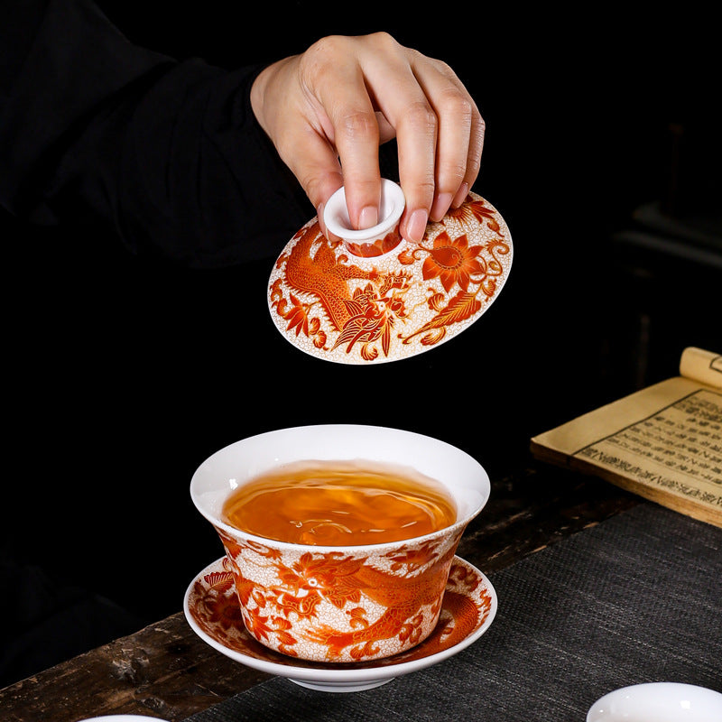 Dragon & Phoenix Enamel Sancai Gaiwan - 180ml