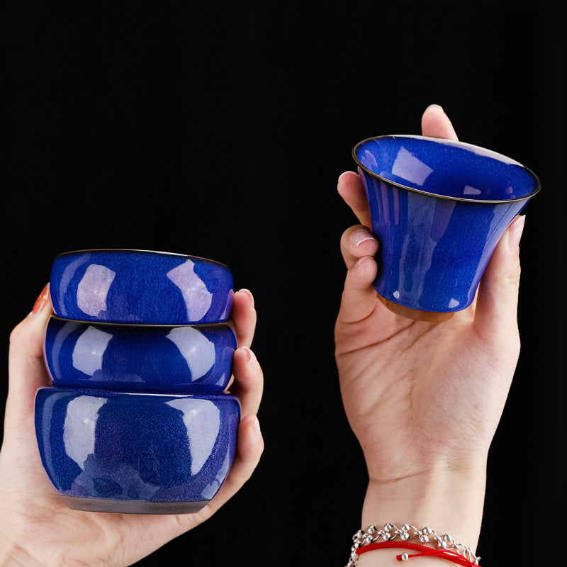 Mystic Blue Oil-Spot Tenmoku Master Teacup - 120ml