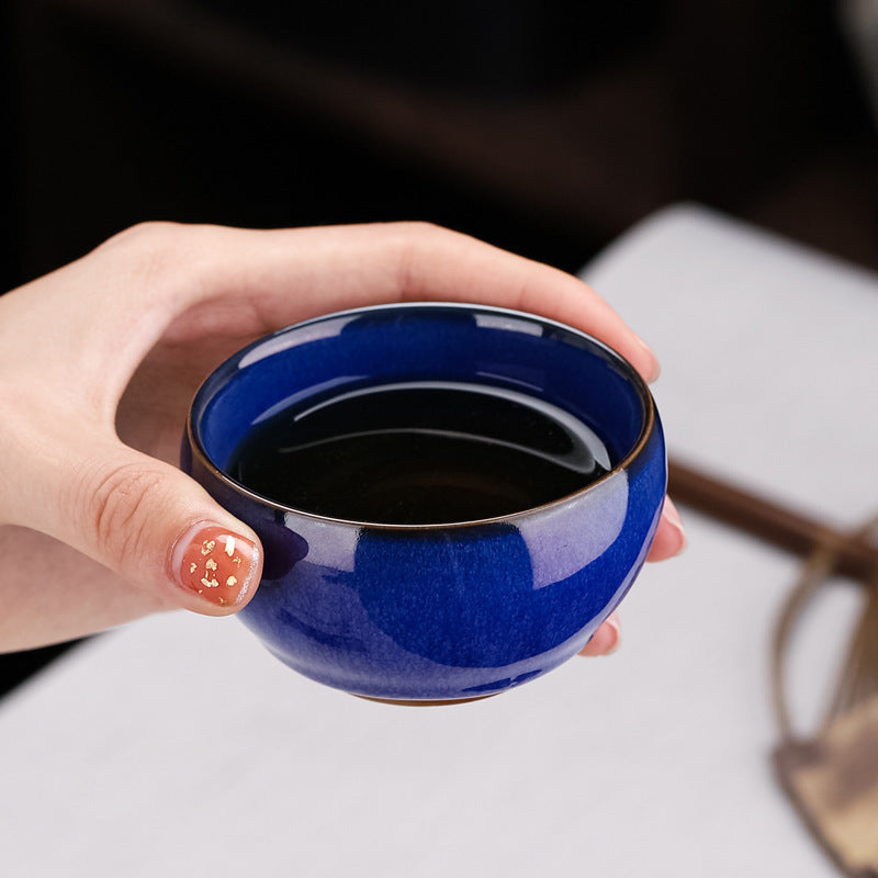 Mystic Blue Oil-Spot Tenmoku Master Teacup - 120ml