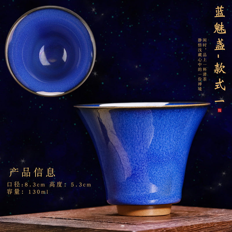Mystic Blue Oil-Spot Tenmoku Master Teacup - 120ml