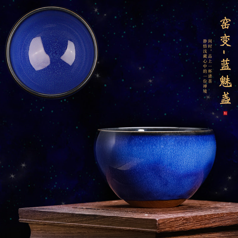 Mystic Blue Oil-Spot Tenmoku Master Teacup - 120ml