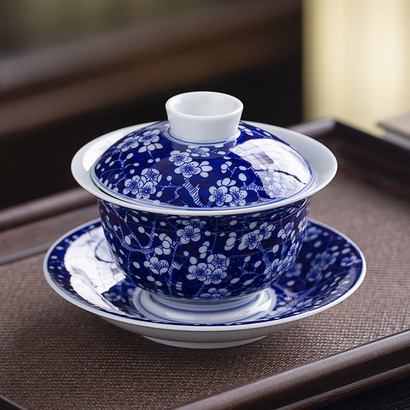 Rotating Levitating Blue & White Sancai Gaiwan - 160ml