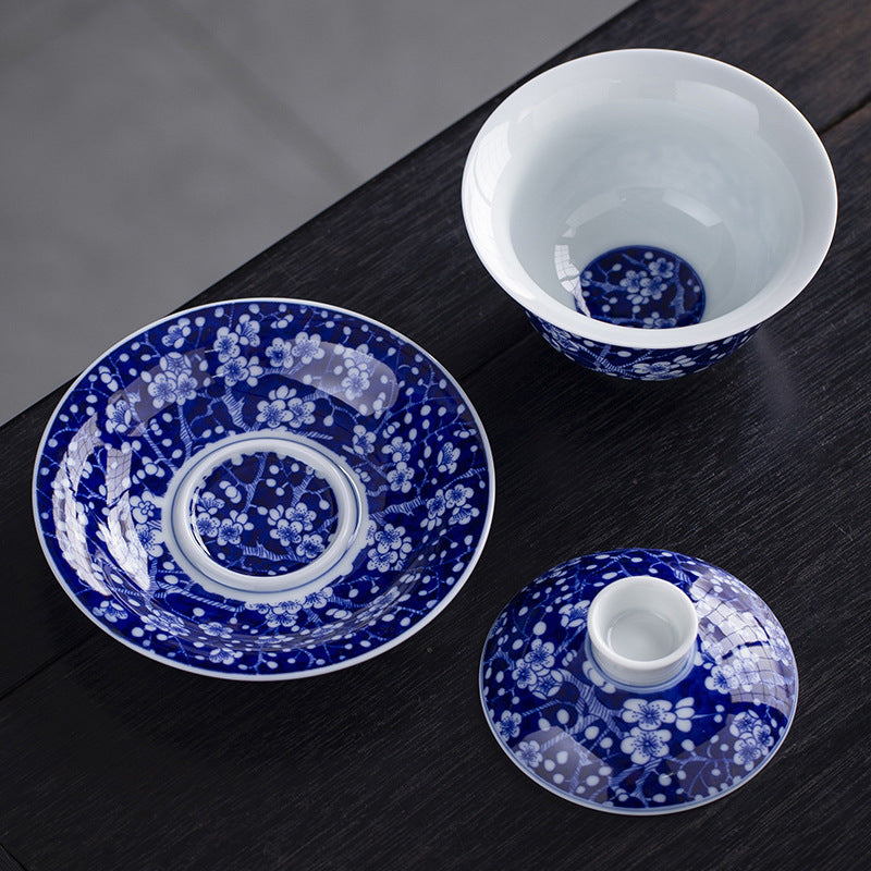 Rotating Levitating Blue & White Sancai Gaiwan - 160ml