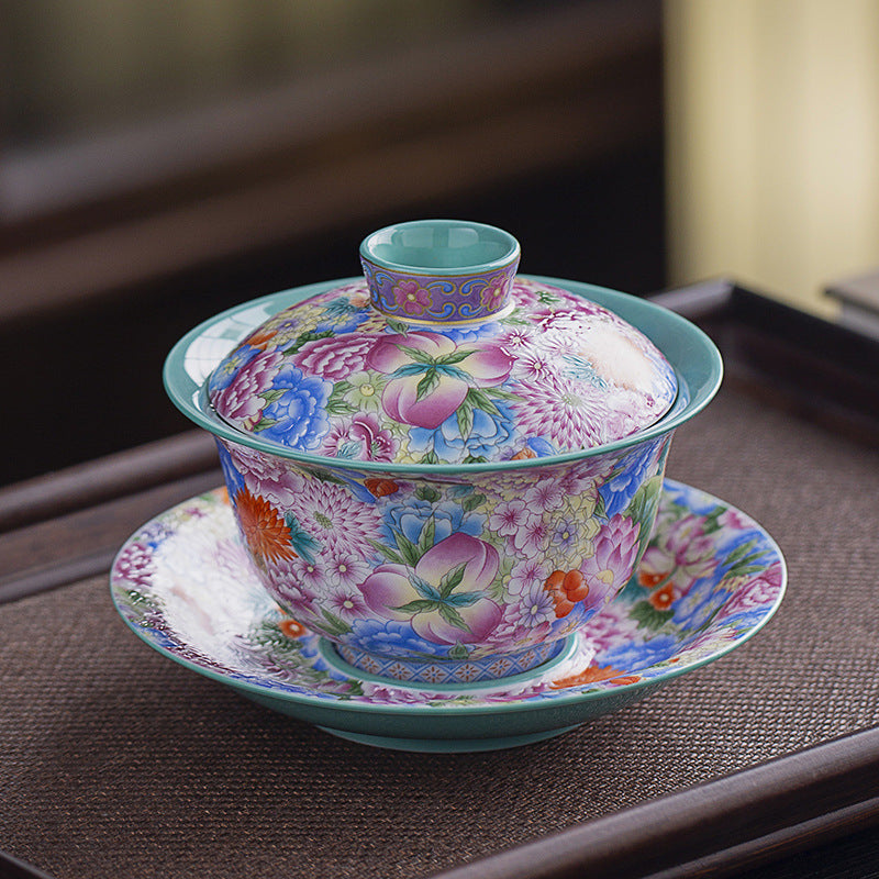 Rotating Levitating Blue & White Sancai Gaiwan - 160ml