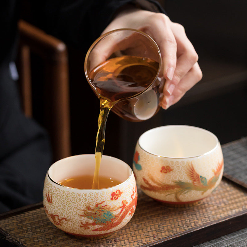 Dragon & Phoenix Enamel Master Couples Teacup Pair (Set of 2)