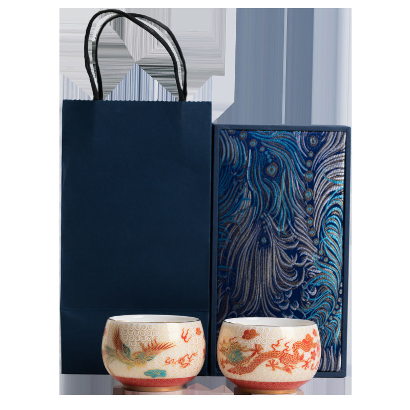 Dragon & Phoenix Enamel Master Couples Teacup Pair (Set of 2)