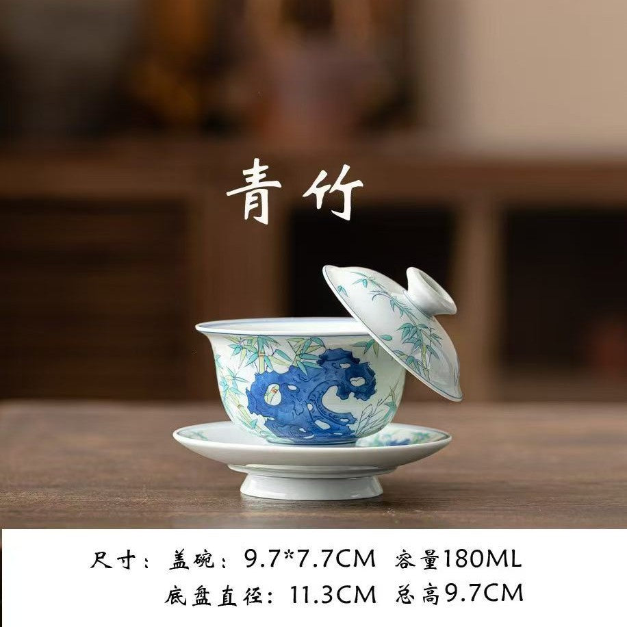 Doucai Celadon Glaze Sancai Gaiwan - 150ml