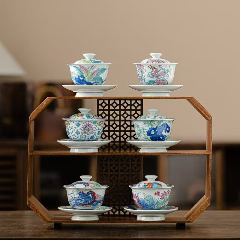 Doucai Celadon Glaze Sancai Gaiwan - 150ml