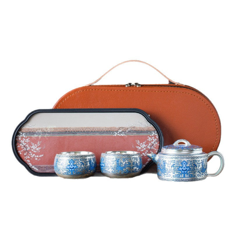 Pure Ag999 Silver-Gilded Hanwa Teapot Set