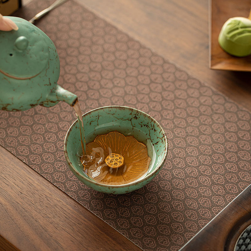 Handcrafted Moss Glaze Auspicious Fortune Master Teacup - 85ml Gift Box Suite