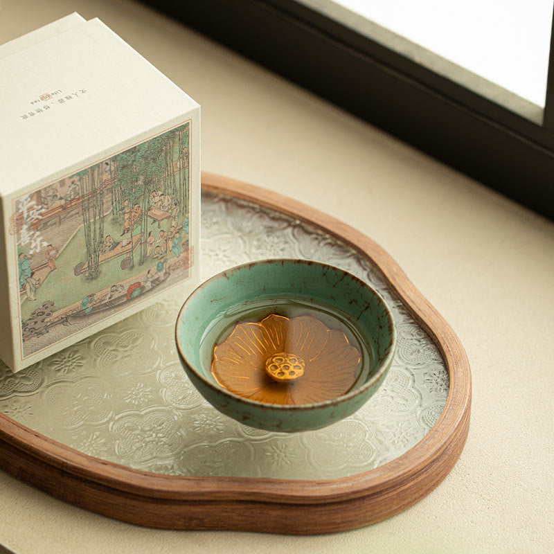 Handcrafted Moss Glaze Auspicious Fortune Master Teacup - 85ml Gift Box Suite
