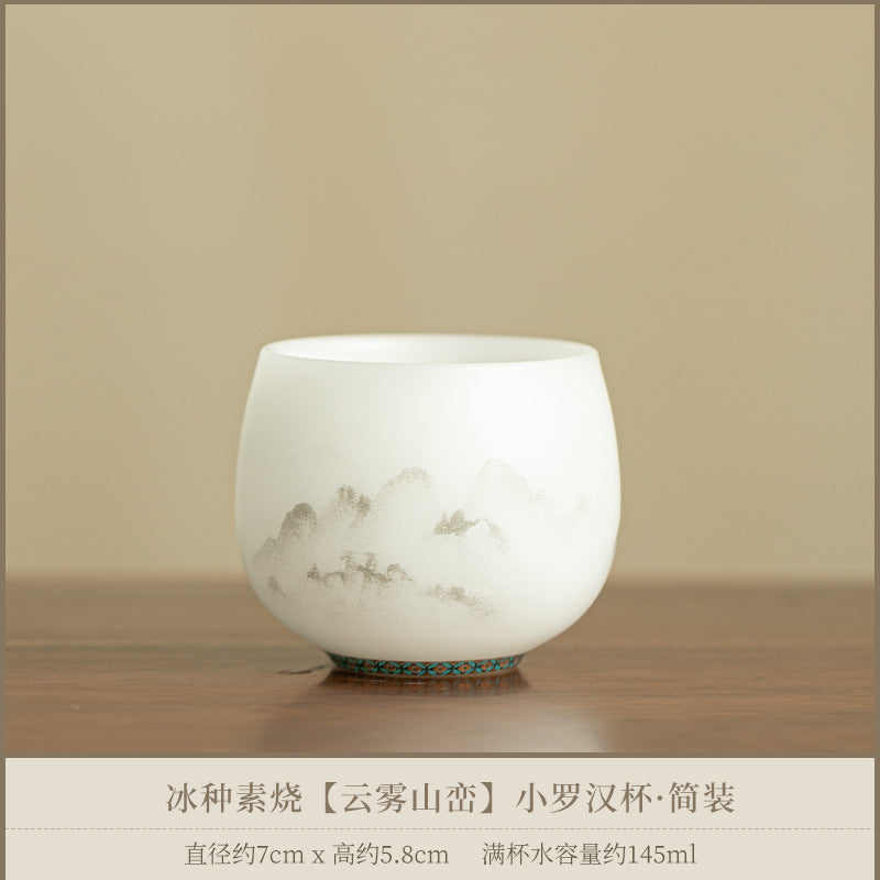 Authentic Ice-Glazed Biscuit Cloud Mist Mountain Small Luohan Teacup - 75ml Gongfu Cup