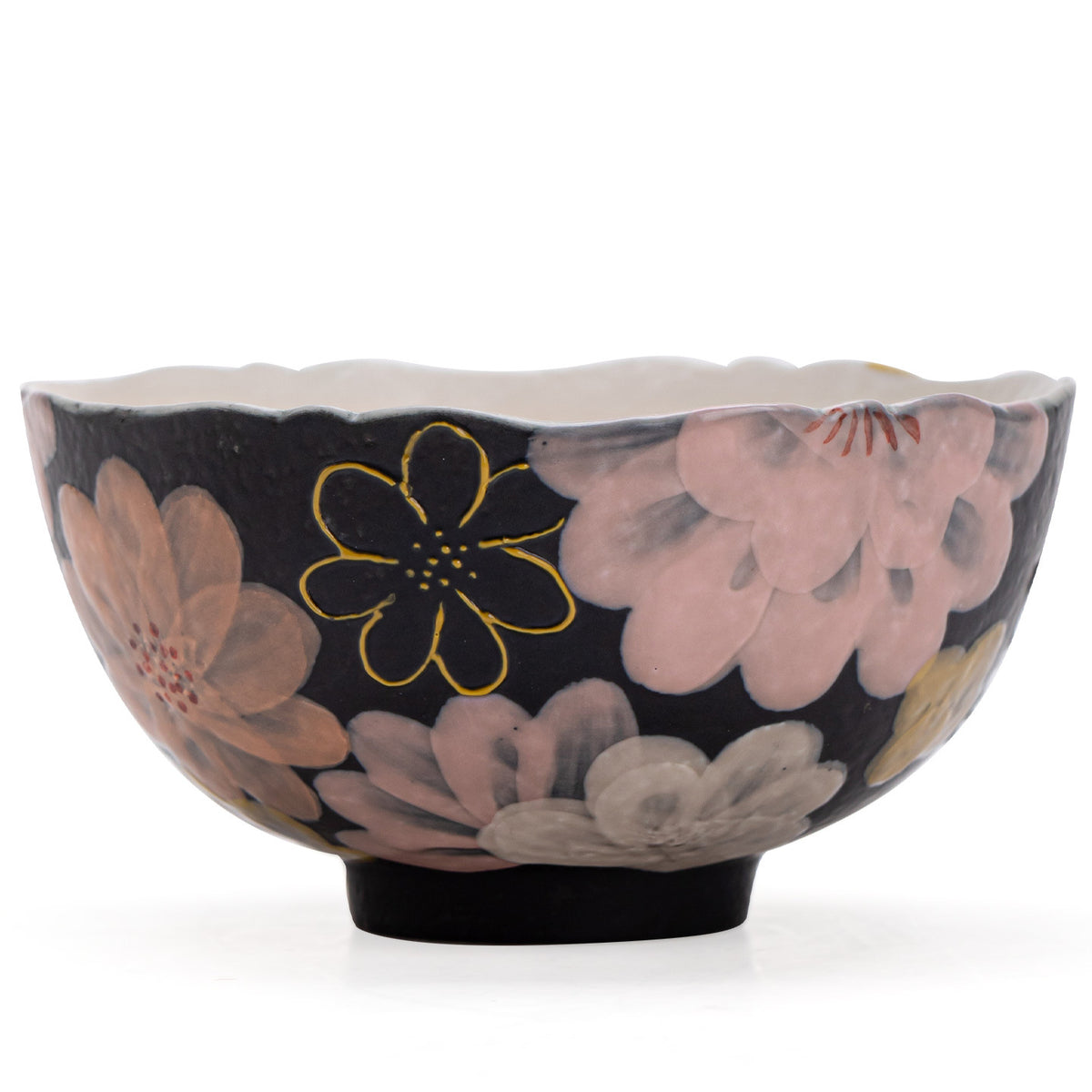 Authentic Rock Mineral White Black Glaze Blooming Flora Qiyun Master Teacup - 85ml Cup