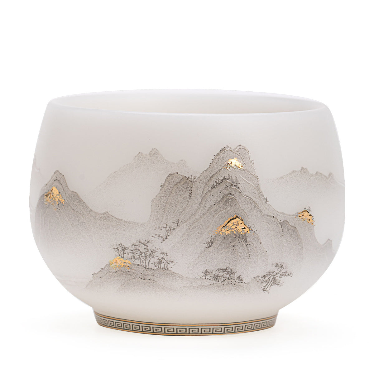 Luxury Dehua Mutton-Fat Jade Biscuit 24K Gilded Landscape Luohan Teacup - 105ml Master Cup
