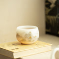 Luxury Dehua Mutton-Fat Jade Biscuit 24K Gilded Landscape Luohan Teacup - 105ml Master Cup
