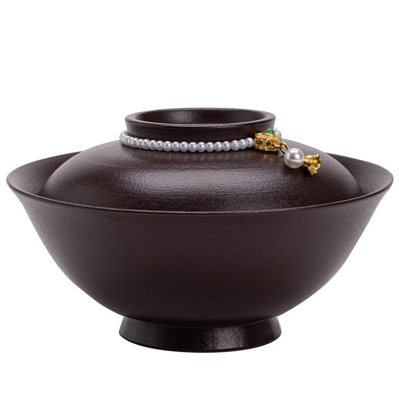 Authentic Purple Rock Mineral Lily of the Valley Two-Talent Large Gaiwan - 180ml Tea Bowl