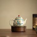 Authentic Palace Wall Red Dancing Butterfly Pear-Shaped Ceramic Teapot - 175ml Gongfu Pot