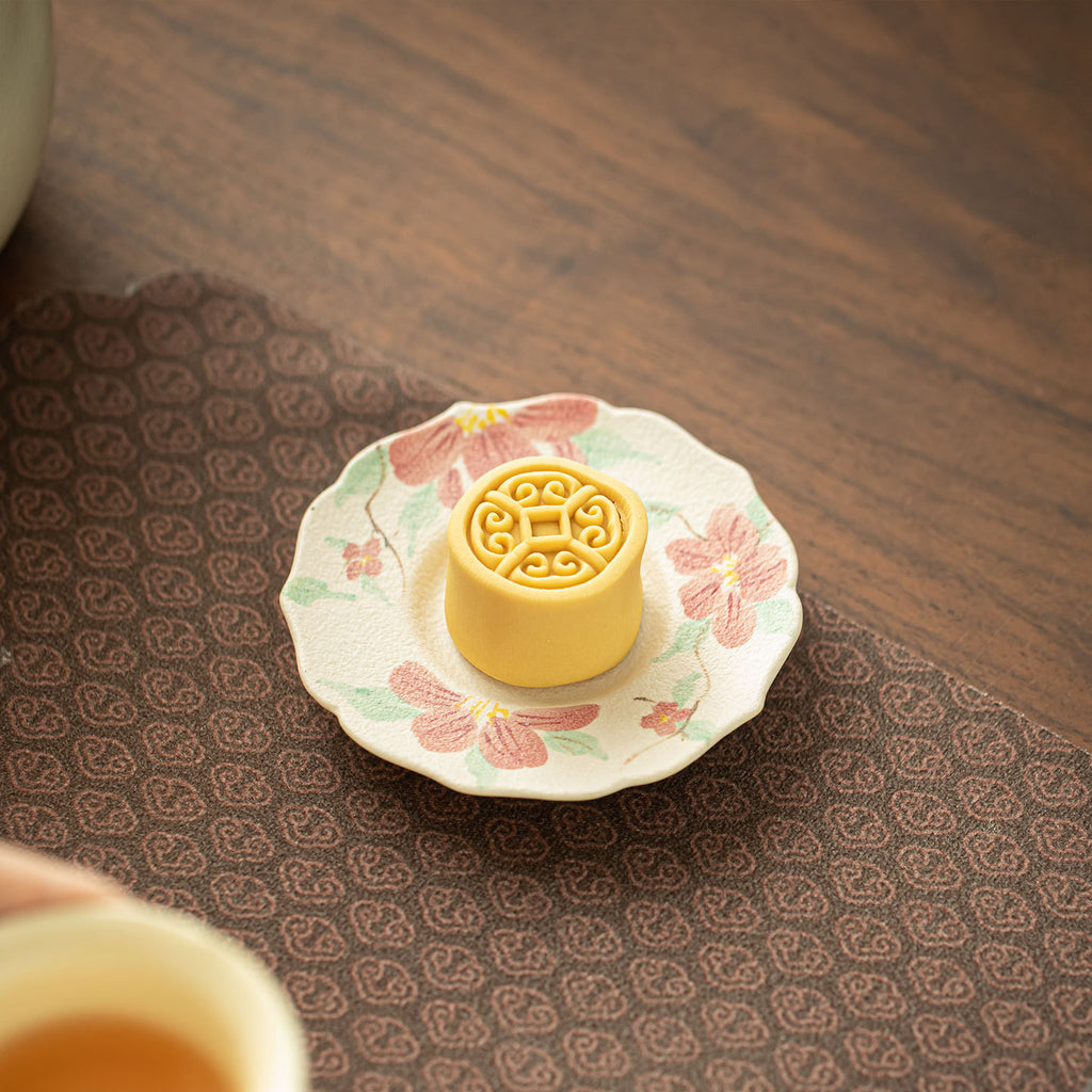 Authentic Rock Mineral White Hand-Painted Camellia Coaster & Pot Bearer - 16cm Teaware