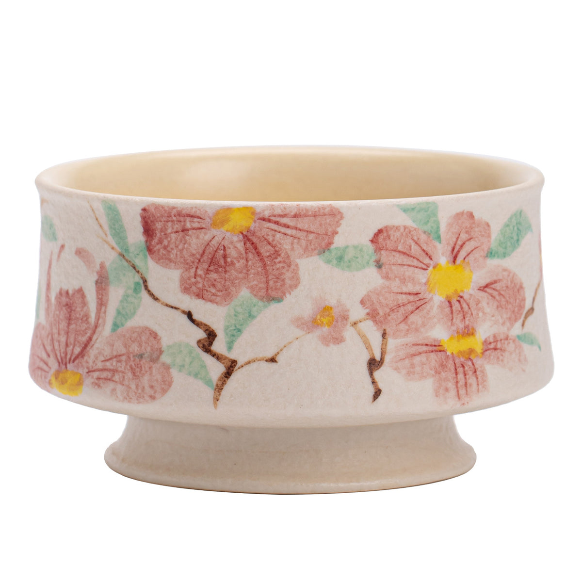Authentic Rock Mineral White Hand-Painted Camellia Low-Foot Master Teacup - 80ml Gongfu Cup