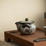 Authentic Black Pearl Old Rock Clay Nine-Tailed Fox Hand-Grip Teapot - 170ml Gongfu Pot