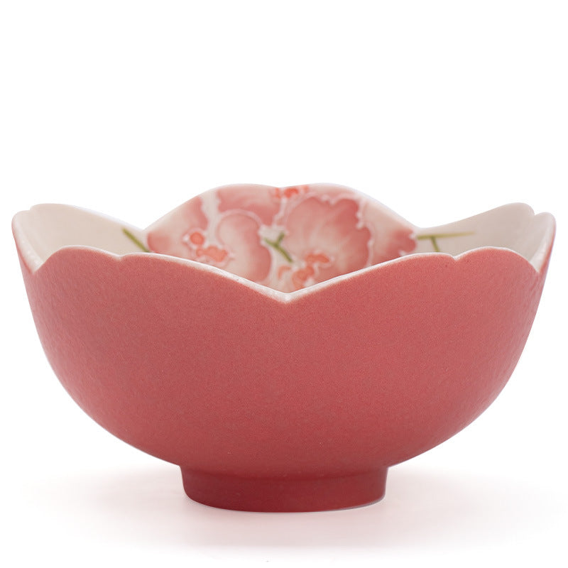 Authentic Rock Mineral White Relief Peach-Pink Butterfly Orchid Master Teacup - 85ml Cup