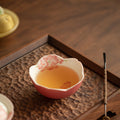 Authentic Rock Mineral White Relief Peach-Pink Butterfly Orchid Master Teacup - 85ml Cup