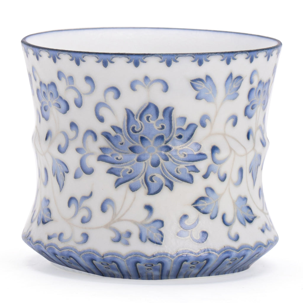 Authentic Blue & White Sterling Silver-Gilt Intertwined Lotus Bamboo-Joint Master Cup - 80ml Gift Box