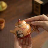 Authentic Wood-Fired Style Playful Cat Ningxiang Ceramic Teapot - 180ml Anti-Scald Gongfu Pot