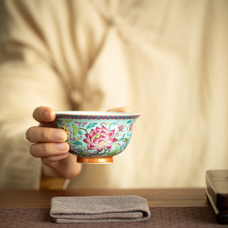 Authentic Jingdezhen Imperial Enamel Large Tianxin Master Teacup - 95ml Gongfu Tasting Cup