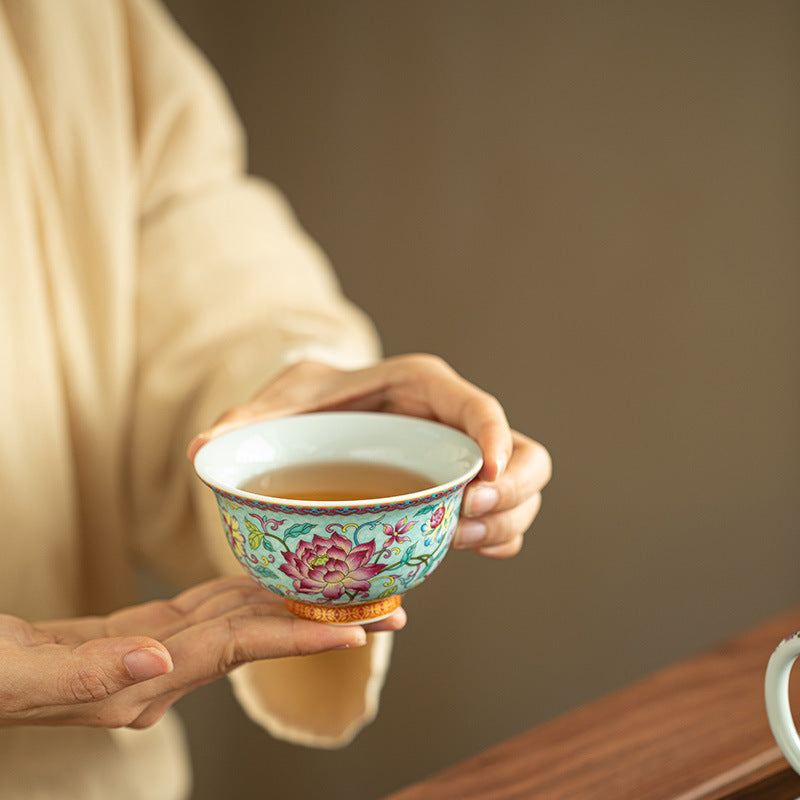 Authentic Jingdezhen Imperial Enamel Large Tianxin Master Teacup - 95ml Gongfu Tasting Cup