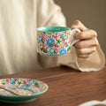 Authentic Jingdezhen Antique Wanhua Enamel Mantingfang Tea & Coffee Cup Set with Saucer & Spoon