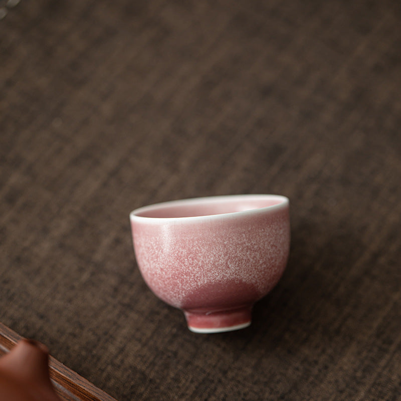 Authentic Jingdezhen Crystalline Flambé Pink Ceramic Master Teacup - 80ml Gongfu Cup