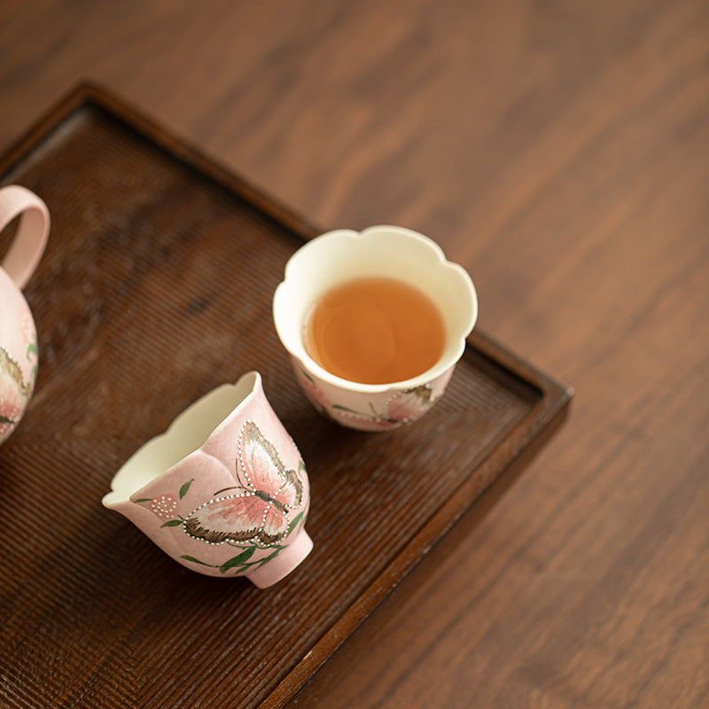 Authentic Jingdezhen Rock Mineral White Stacked-Slip Flared Master Teacup - 85ml Gongfu Cup