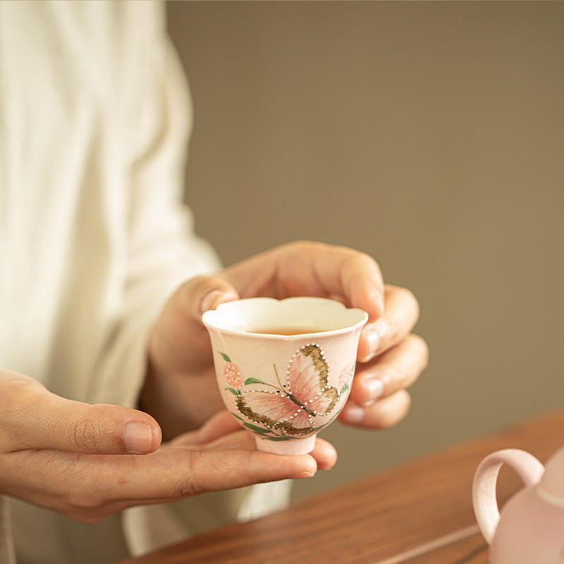 Authentic Jingdezhen Rock Mineral White Stacked-Slip Flared Master Teacup - 85ml Gongfu Cup