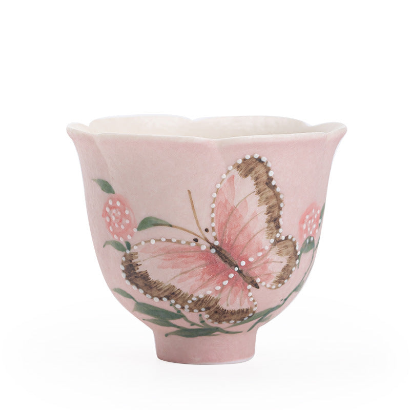 Authentic Jingdezhen Rock Mineral White Stacked-Slip Flared Master Teacup - 85ml Gongfu Cup