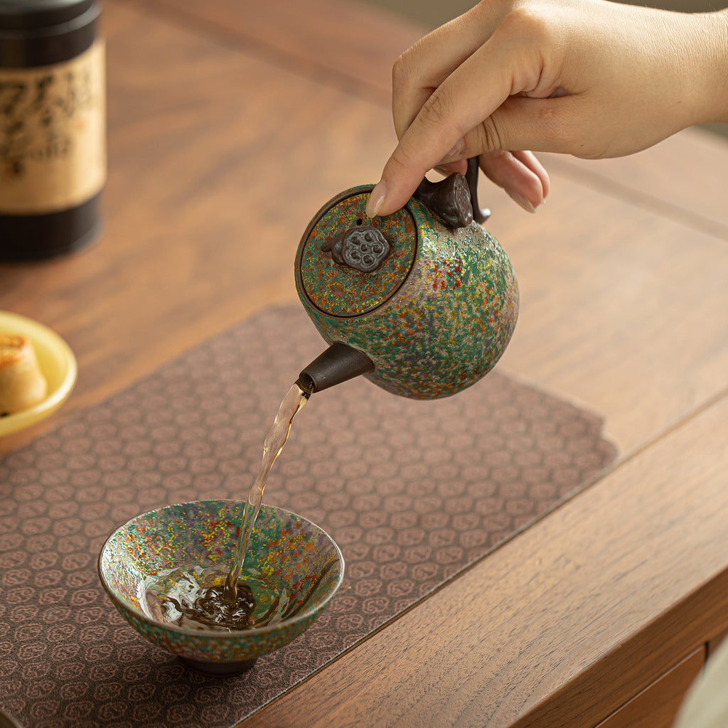 Authentic Old Rock Clay Iridescent Time Lotus Seedpod Ceramic Teapot - 175ml Gongfu Pot