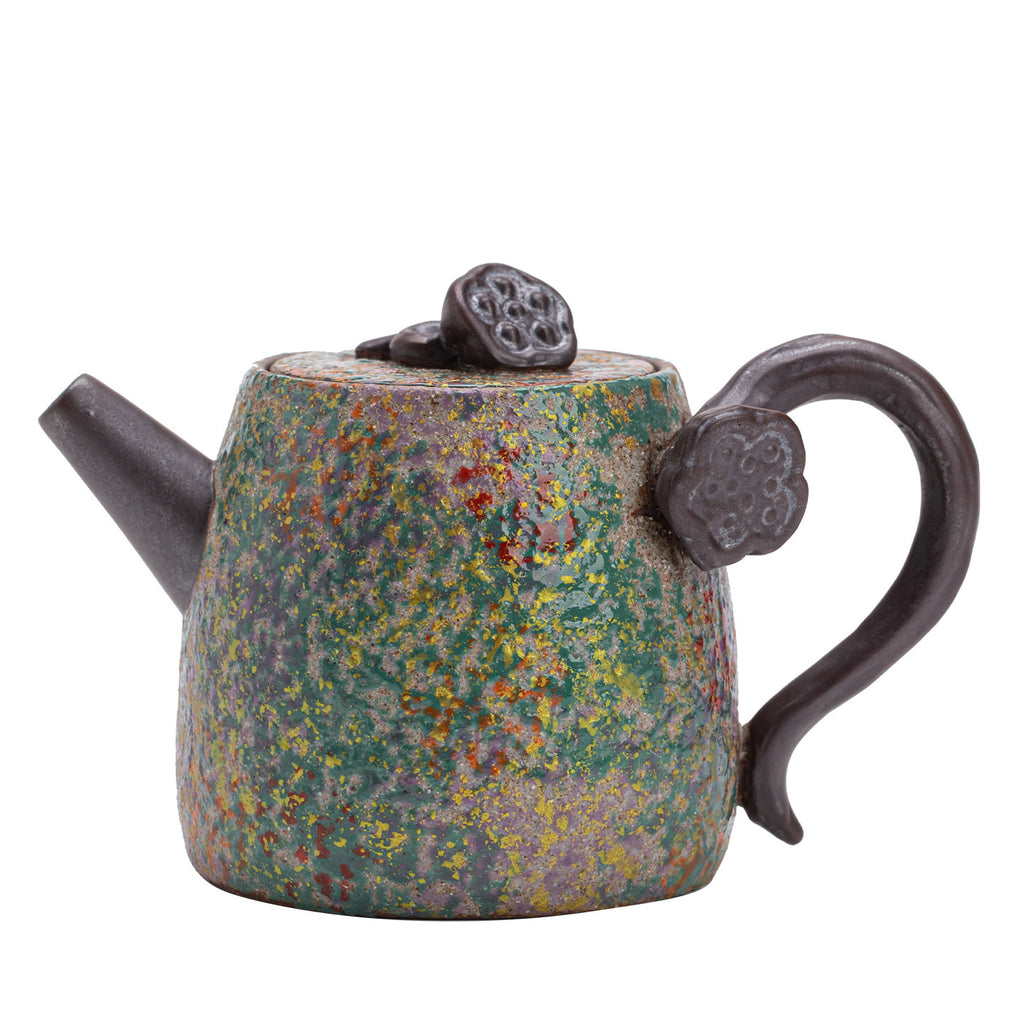 Authentic Old Rock Clay Iridescent Time Lotus Seedpod Ceramic Teapot - 175ml Gongfu Pot