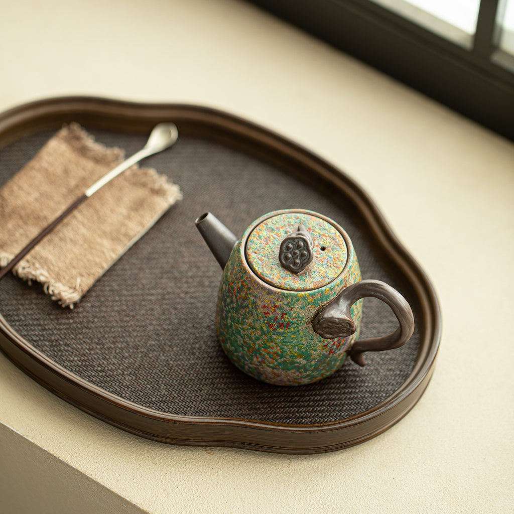 Authentic Old Rock Clay Iridescent Time Lotus Seedpod Ceramic Teapot - 175ml Gongfu Pot