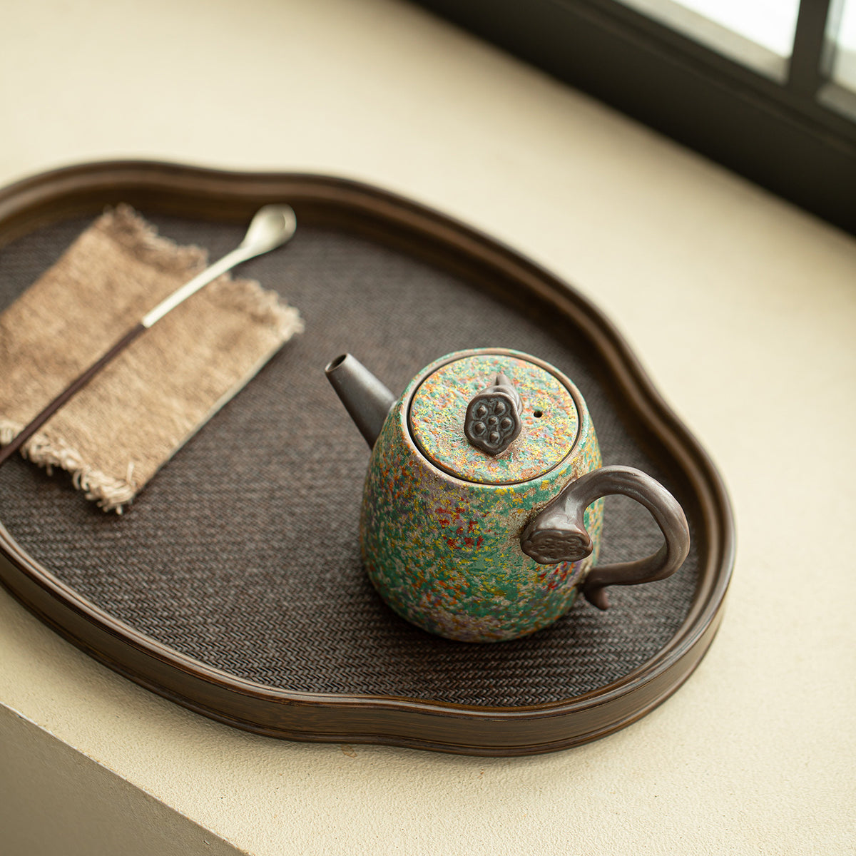 Authentic Old Rock Clay Iridescent Time Lotus Seedpod Ceramic Teapot - 175ml Gongfu Pot