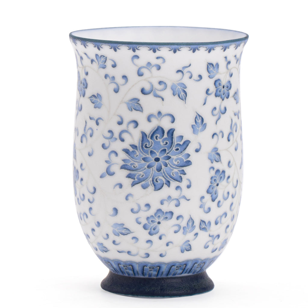 Authentic Blue & White Sterling Silver-Gilt Lotus Cinched-Waist Aroma Cup - 70ml Gift Box