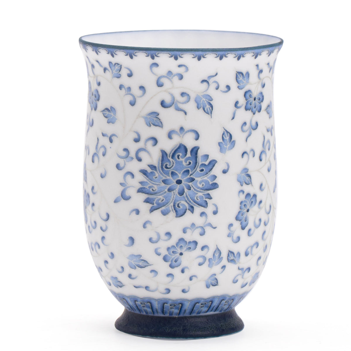 Authentic Blue & White Sterling Silver-Gilt Lotus Cinched-Waist Aroma Cup - 70ml Gift Box