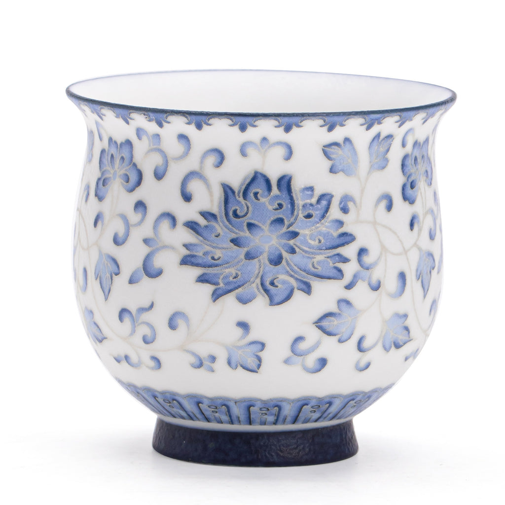 Authentic Blue & White Sterling Silver-Gilt Intertwined Lotus Longdan Master Teacup - 85ml Cup