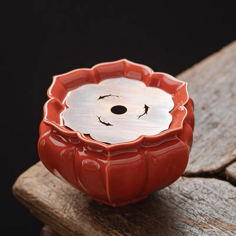 Authentic Fish Relief Pierced-Rim Jianshui Waste Basin & Rhombus Petal Pot Bearer - 2pc Suite