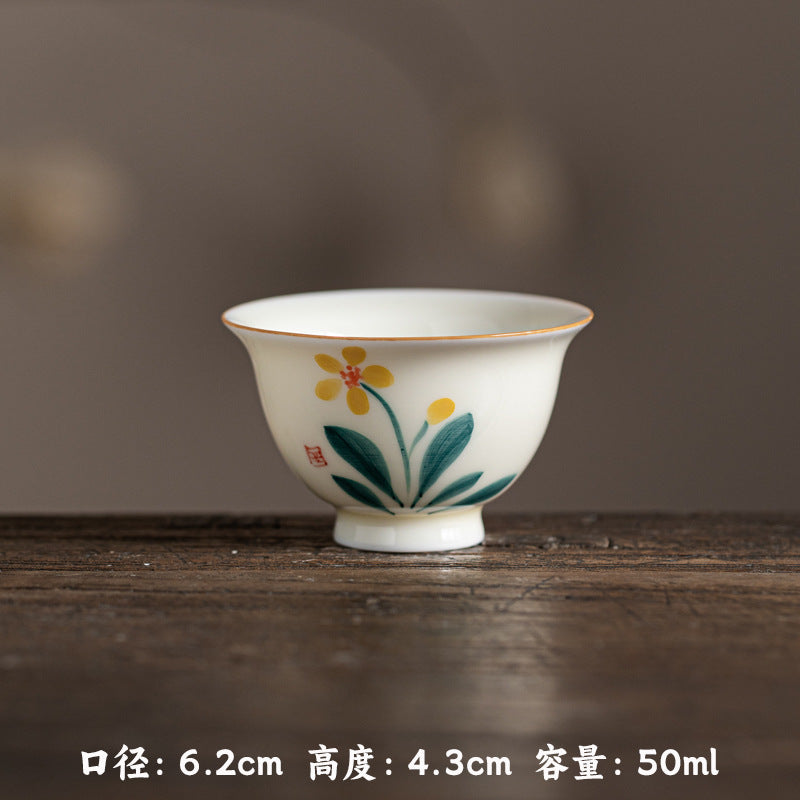 Authentic Honey Yellow Glaze Hand-Painted Persimmon Small Yashou Master Teacup - 70ml Cup