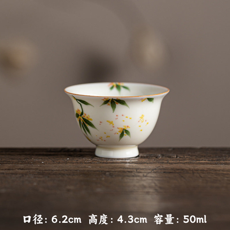 Authentic Honey Yellow Glaze Hand-Painted Persimmon Small Yashou Master Teacup - 70ml Cup