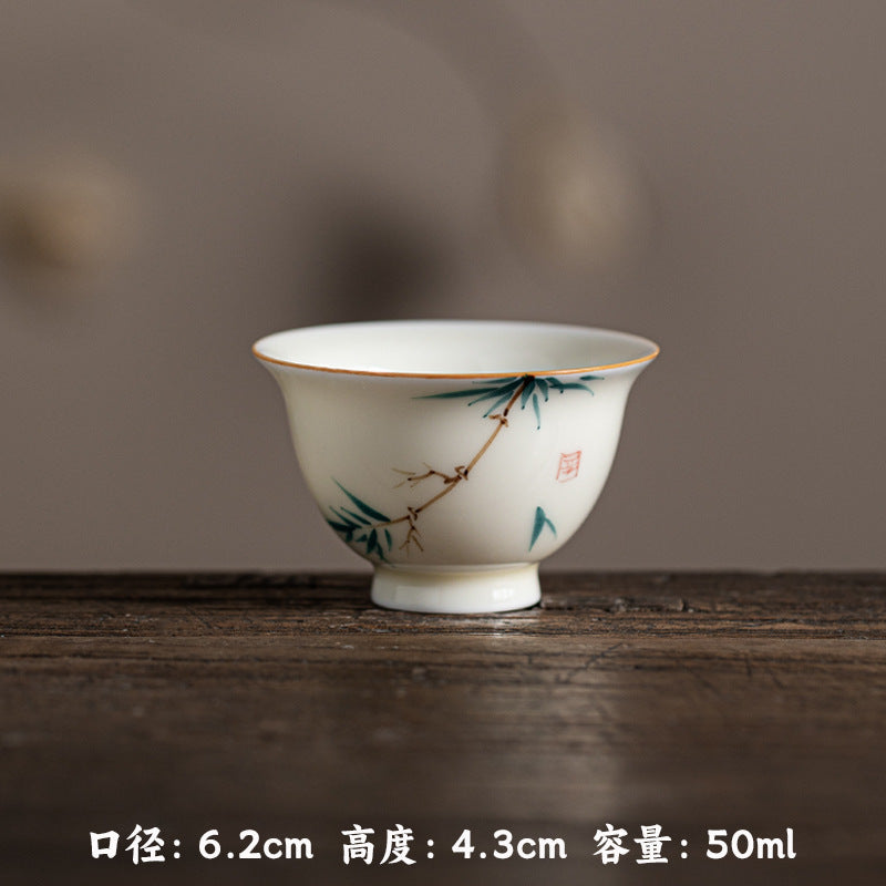 Authentic Honey Yellow Glaze Hand-Painted Persimmon Small Yashou Master Teacup - 70ml Cup