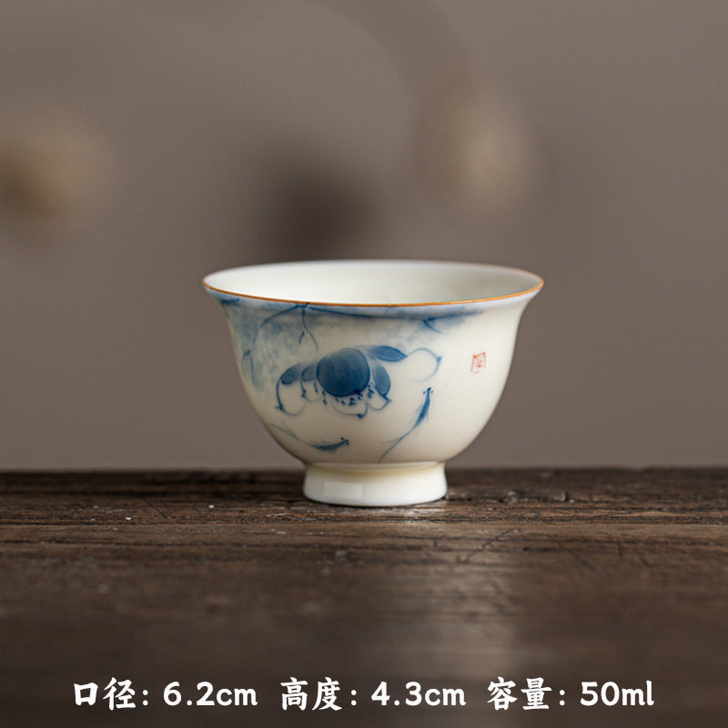 Authentic Honey Yellow Glaze Hand-Painted Persimmon Small Yashou Master Teacup - 70ml Cup